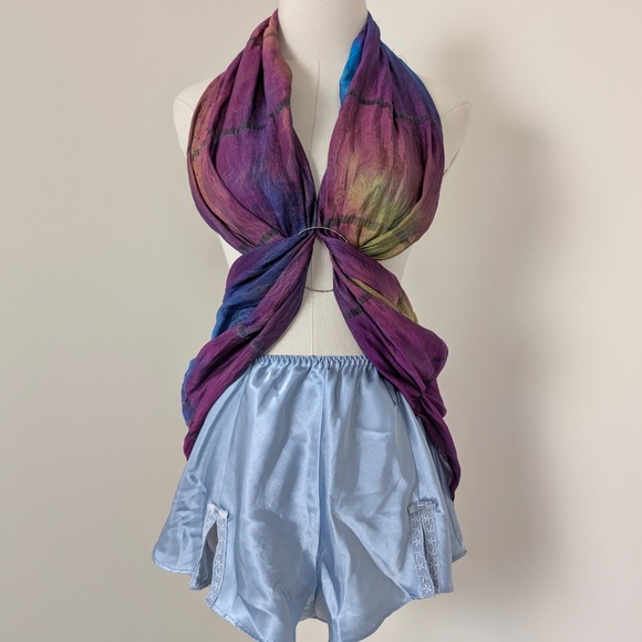 Tie Dyed Rectangular Scarf Mesh Transparent Natural Fibres Sheer - Picture 9 of 16